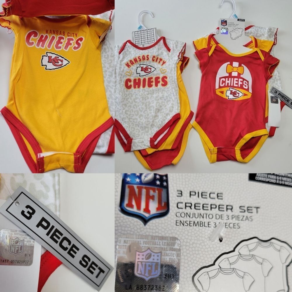 NEW 6-9 MO CHIEFS KANSAS CITY NFL LICENSED CHEERLEADER SET KELCE SWIFT NWT